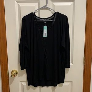 Market & Spruce Stitch Fix Faux Leather Detail Top